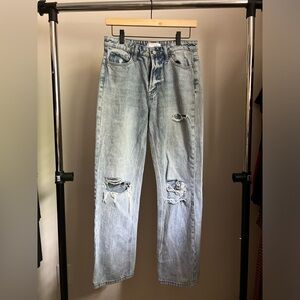 High Rise Light Blue Distressed Jeans